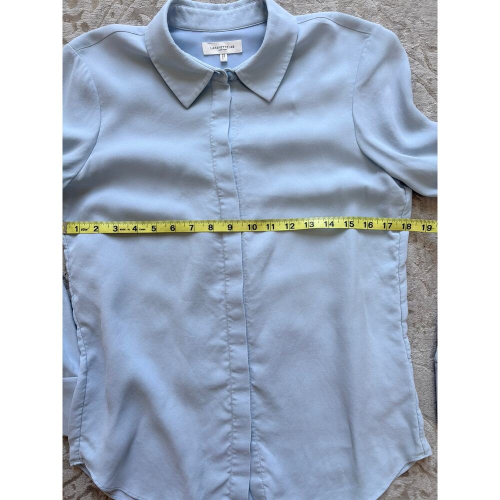 Lafayette 148 New York Scottie Bluebell Silk Blouse Size Small NWOT Minimalist - Picture 8 of 10
